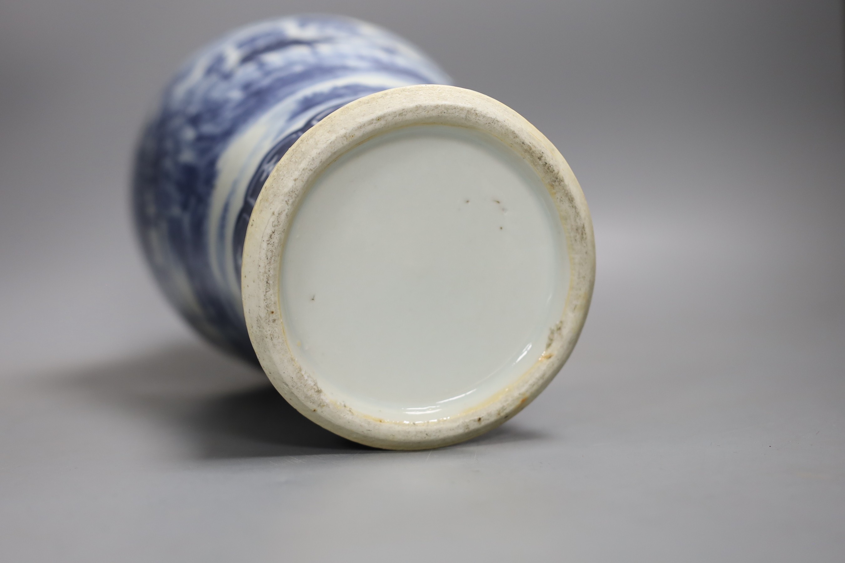 A 19th century Chinese blue and white landscape vase 29cm